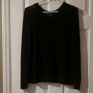 Lane Bryant Chic Black Long Sleeve Mesh Top